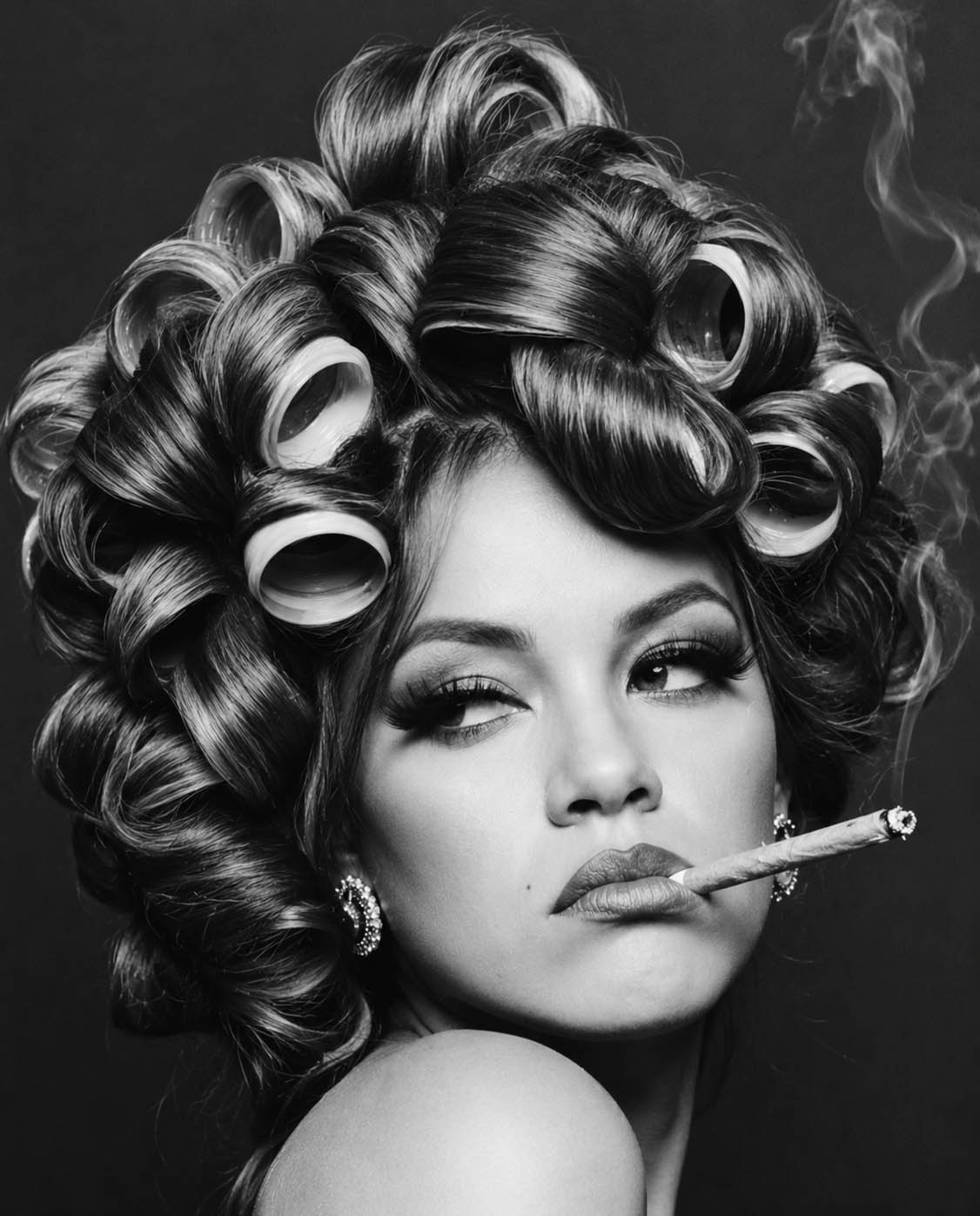 Portrait noir et blanc, esprit vintage du spa de beauté